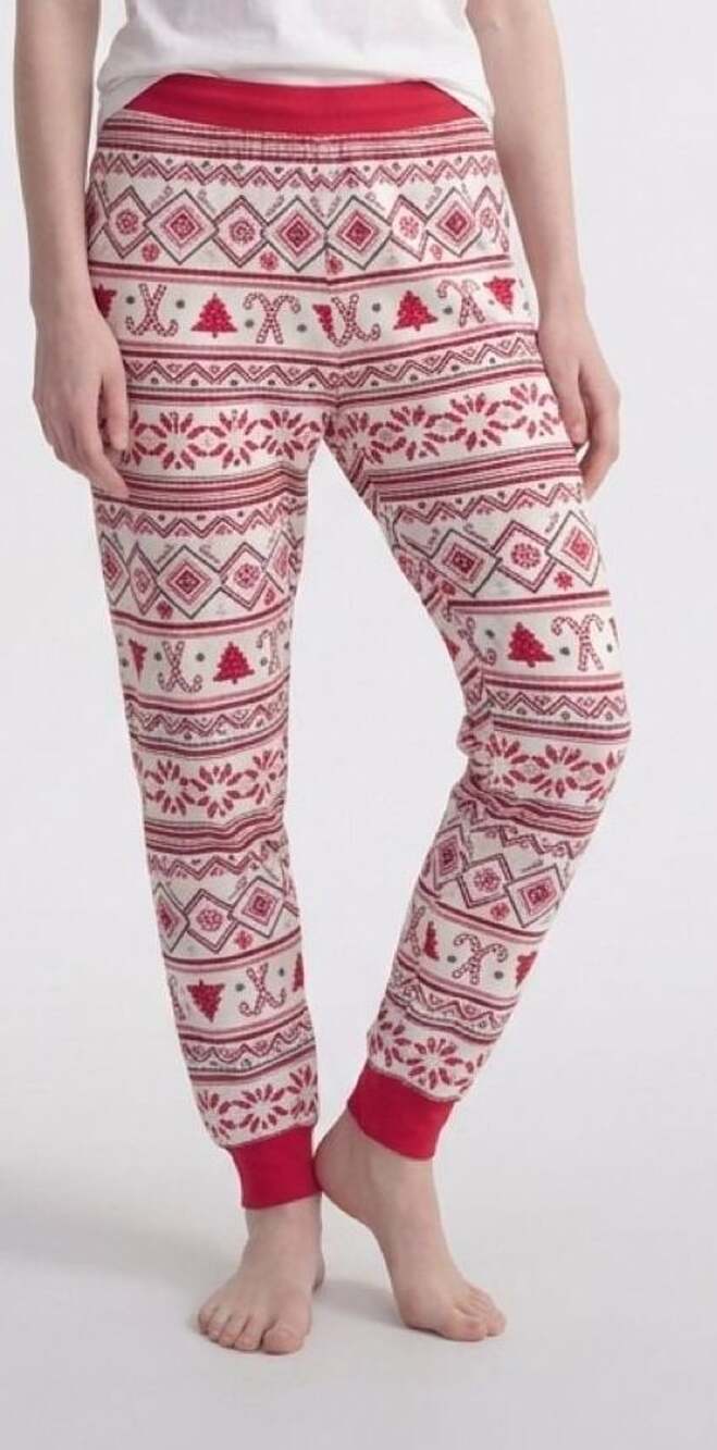 Christmas Pajama Pants Women’s Small Red White Fair Isle Candy Cane 100% Cotton